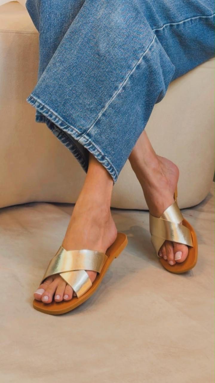 Rasteira Cruzada Dourado 3